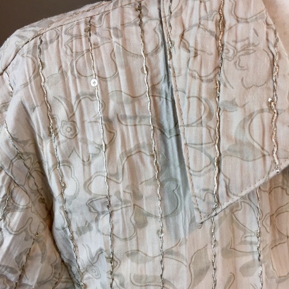 Vintage Floral Sequin Long Sleeve Blouse - Picture 2 of 5